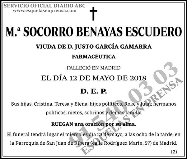 M.ª Socorro Benayas Escudero